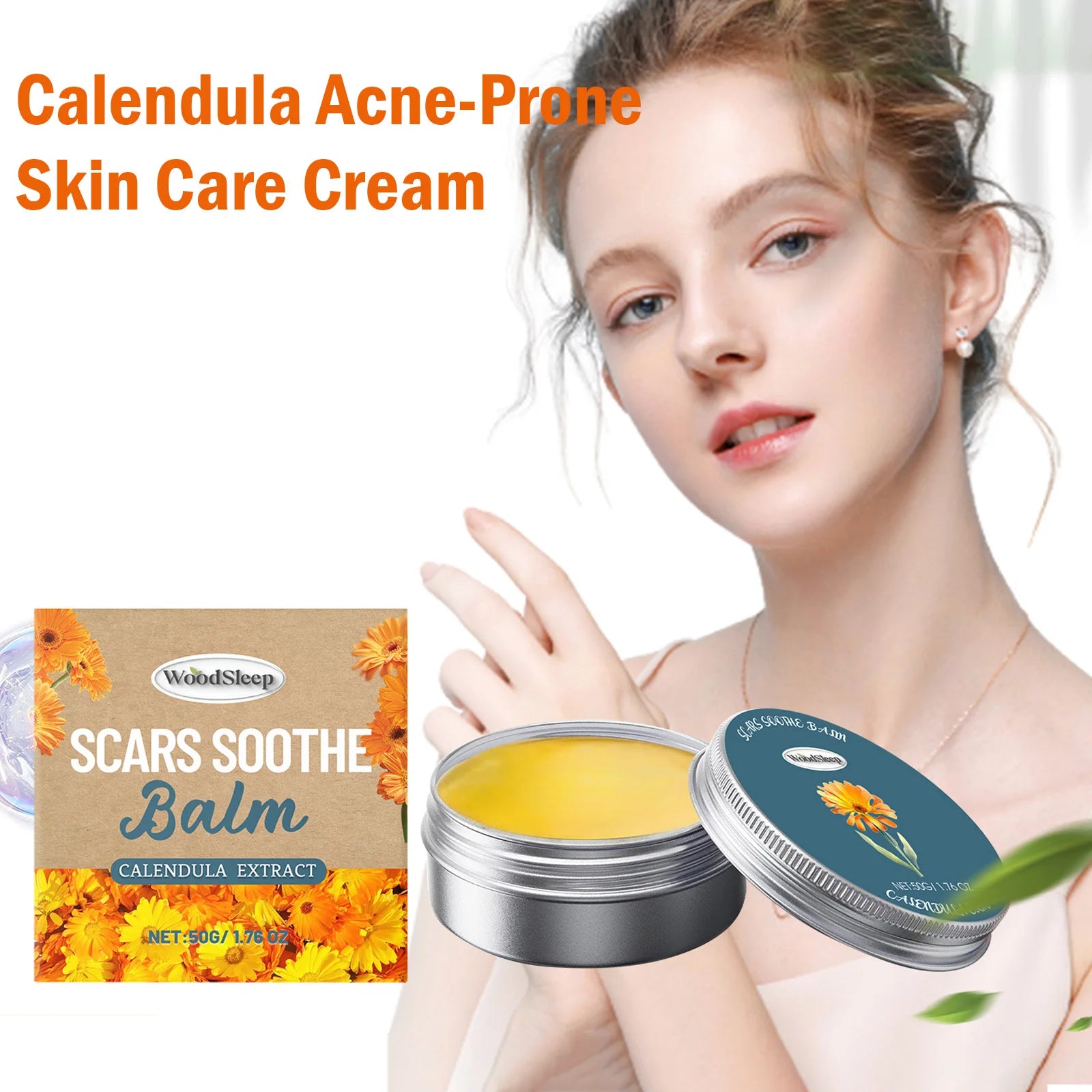 Calendula Acne-Prone Cream Anti-Acne & Fade Marks Oil-Control Shrink Pores Soothing Cream Non-Greasy & Fast Absorbing SkinCare Qme