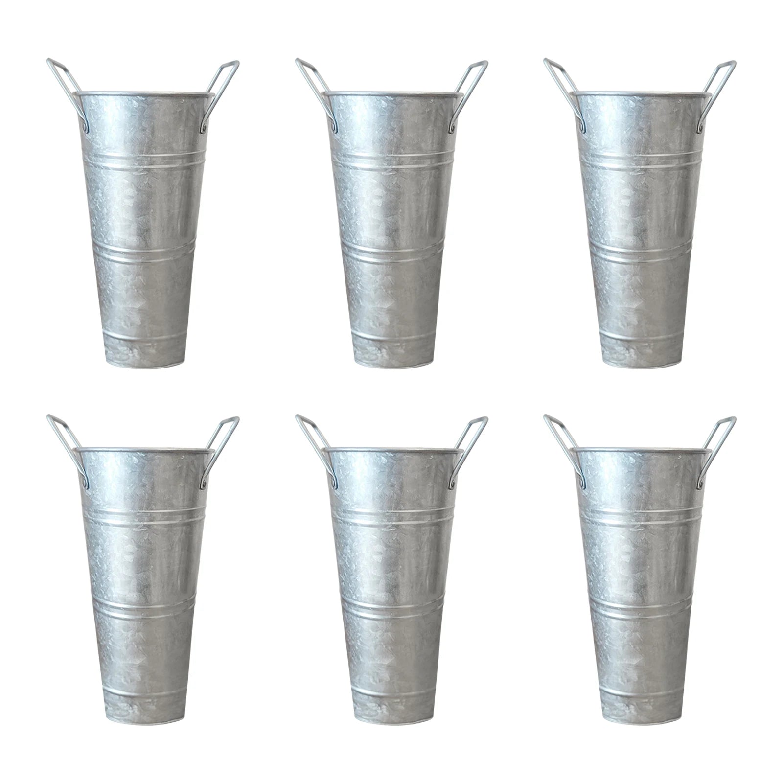 6Pcs Small Galvanized Tin Flower Buckets Flower Buckets with Handles Metal Flower Vase for Home Garden Table Centerpiece Decor Qme Silver One Size