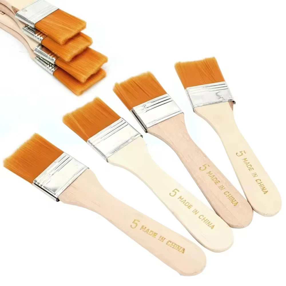 Oil Painting Bristles Wooden Art Painting Tools 4Pcs/Set Yellow-Hair Board Brush Nylon Small Brush Set Painting Brushes Qme