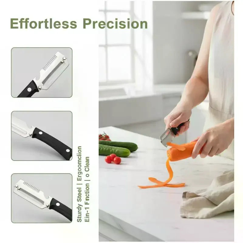 Multi Functional Vegetable Peeler Wooden Handle Peeling Slicing Qme