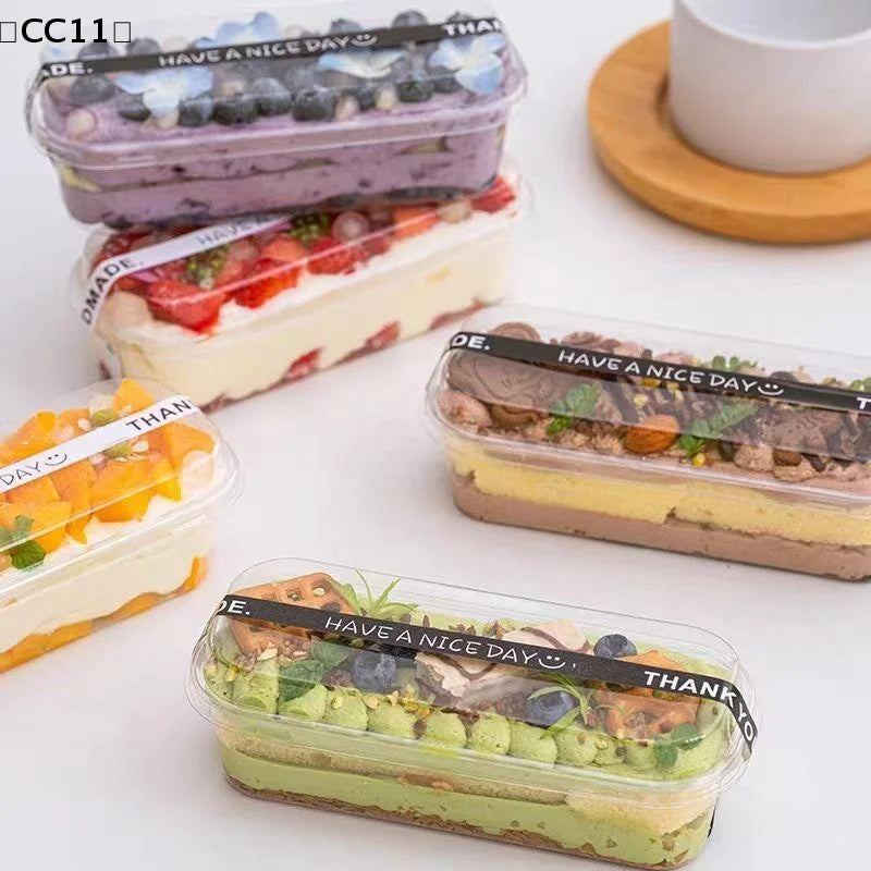 Clear Rectangle Dessert Container Cake Loaf Deli Fruit Packaging Qme