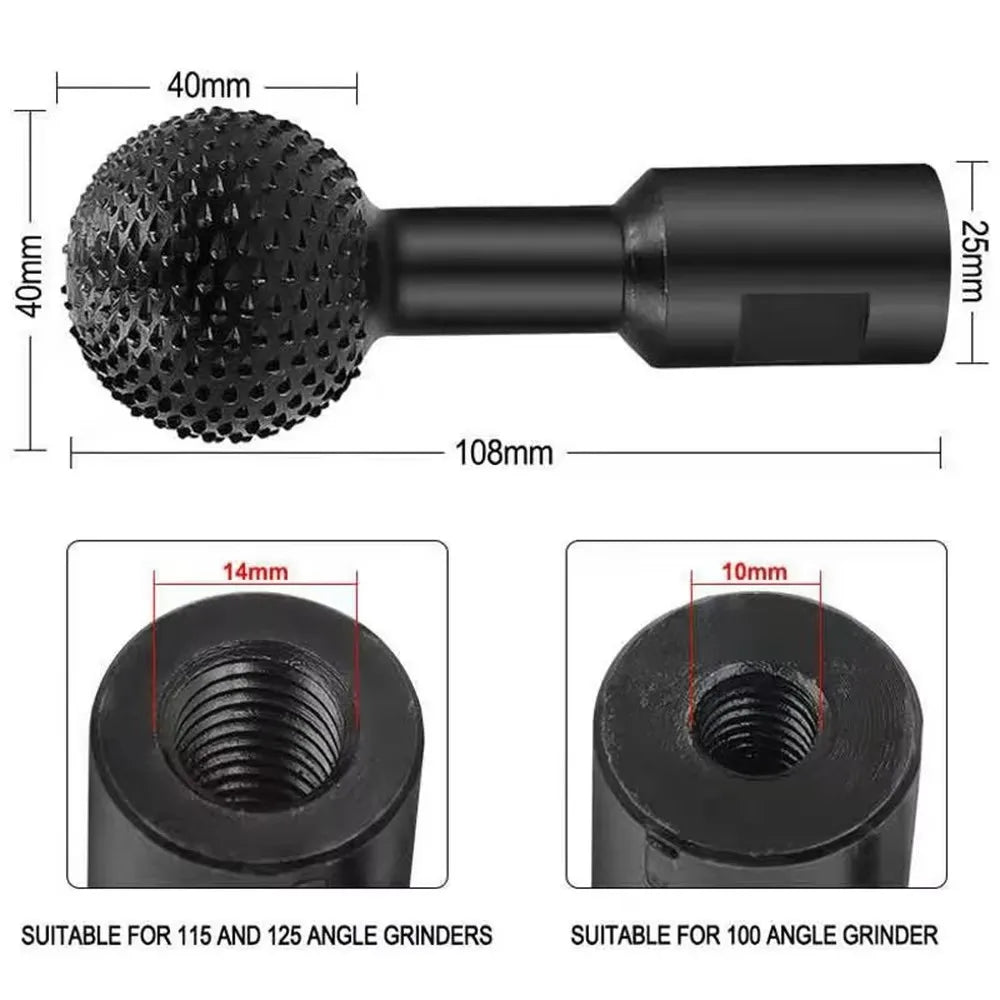 40MM angle grinder spherical spindle rotating wood carving polishing engraving drill ball chisel grinding woodworking tool Qme