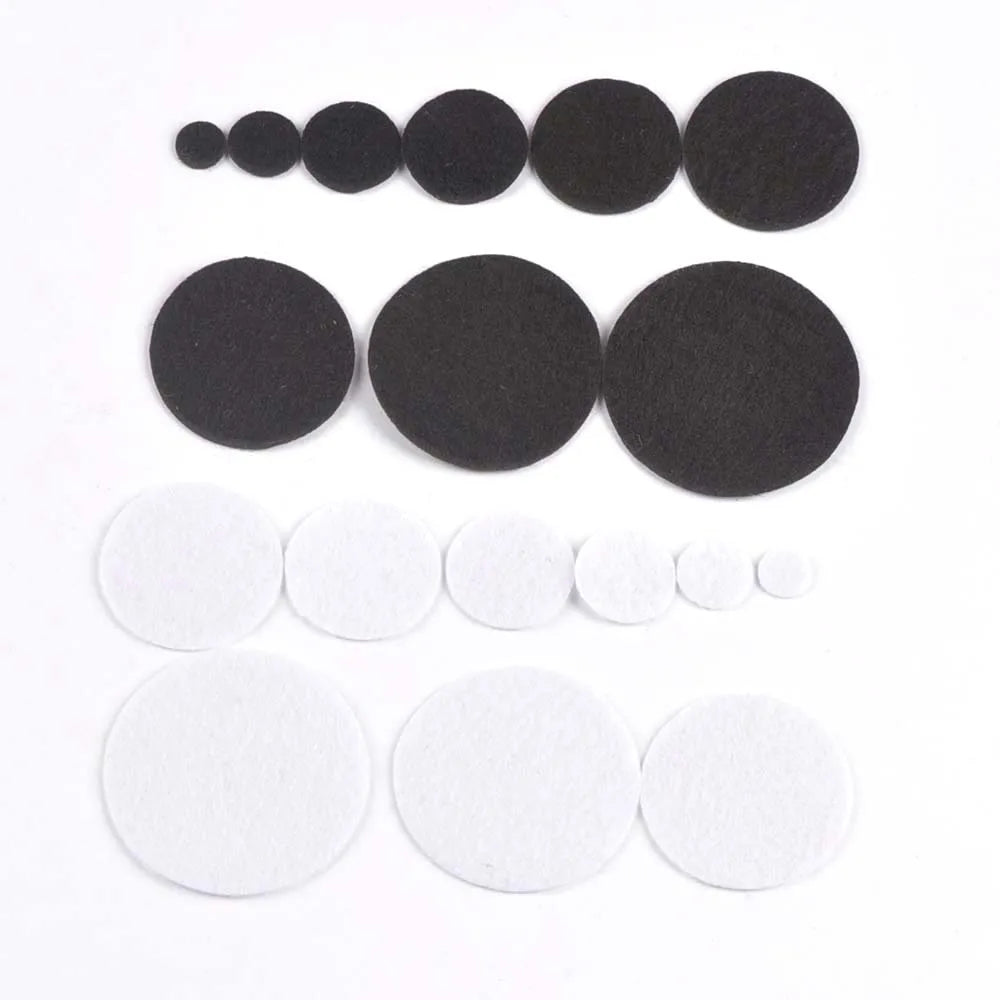 200Pcs Black White Round Felt Patches Apparel Appliques DIY Sew-On Clothes Decor Handmade Crafts Sewing Fabric Accessory 10-50mm Qme