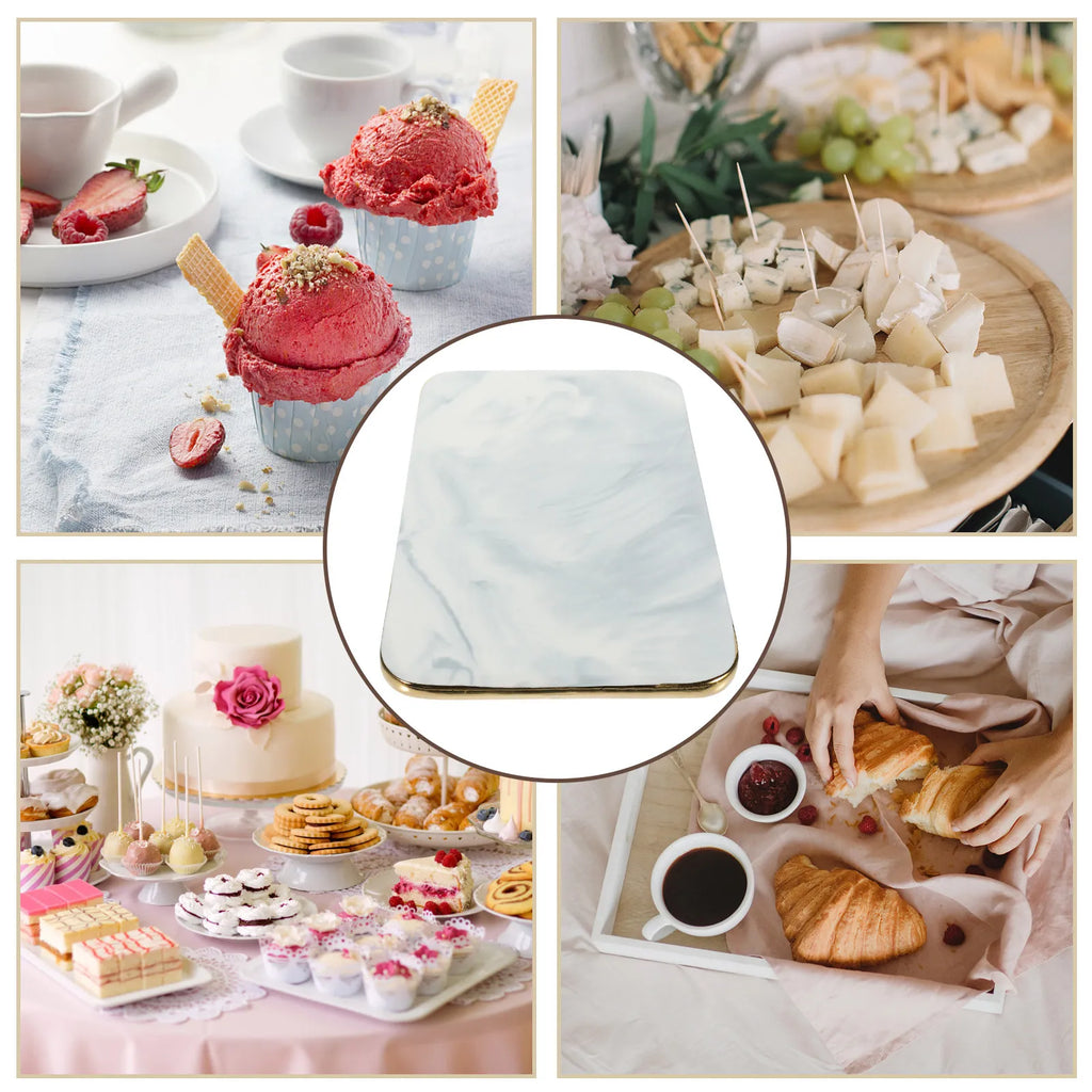 Marble Cutting Board Rectangle Marble Tray Kitchen Food Serving Tray Multi Function Chopping Board Decorative Household Qme