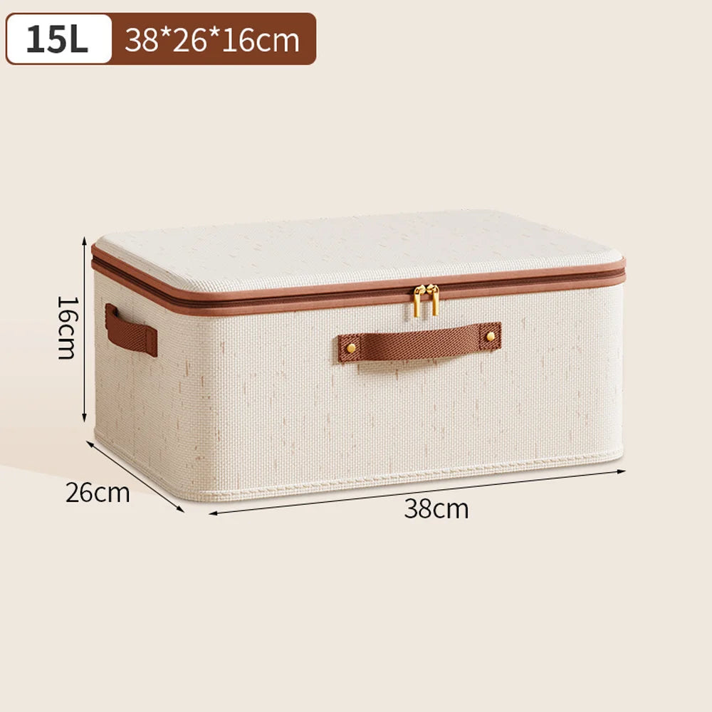 Foldable Storage Box with Lid Large Capacity Dust-Proof Organizer for Clothes & Household Items in Living Room/Wardrobe Qme 15L