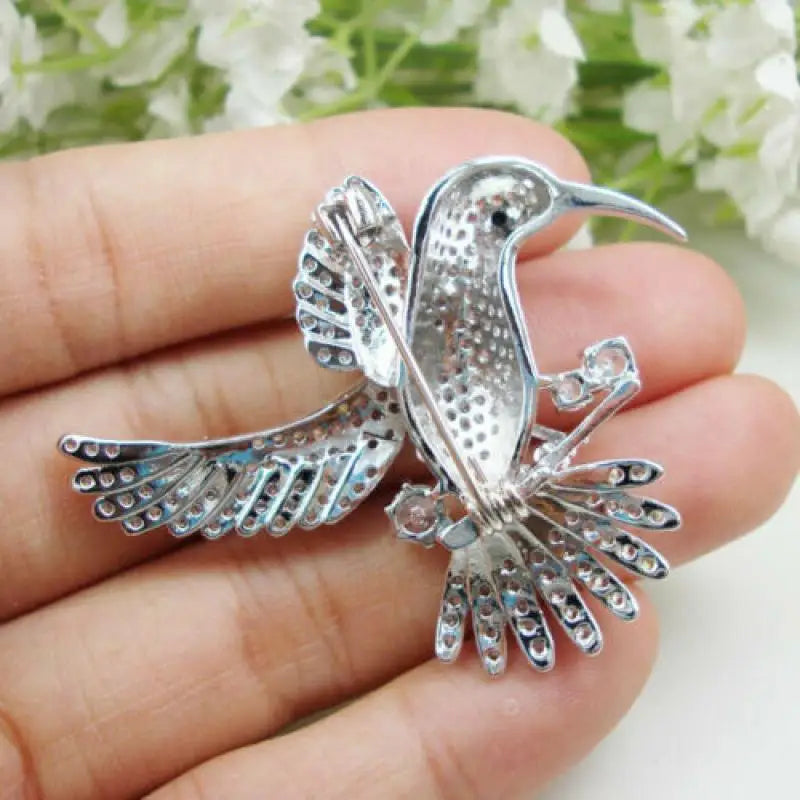 Exquisite Shiny Rhinestone Hummingbird Brooches For Women Clothing Coat Jewelry Accessries Gift Qme