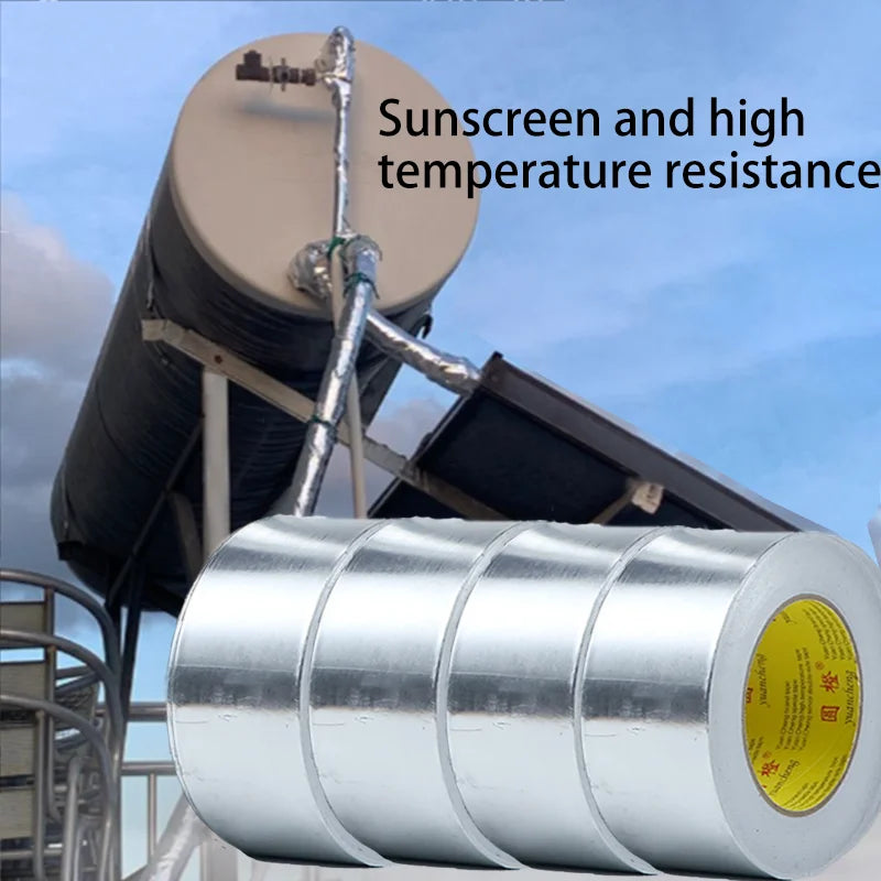 1 Roll High Temperature Resistant Aluminum Foil Tape, Waterproof and Oil-proof, Flame-retardant and Sun-proof, Hand-tearable Qme