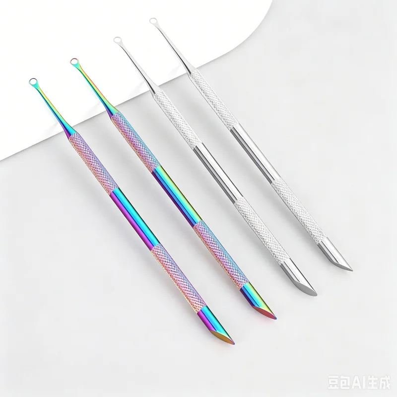 Double-ended Stainless Steel Remover Manicure Sticks Tool Bevelled Qme