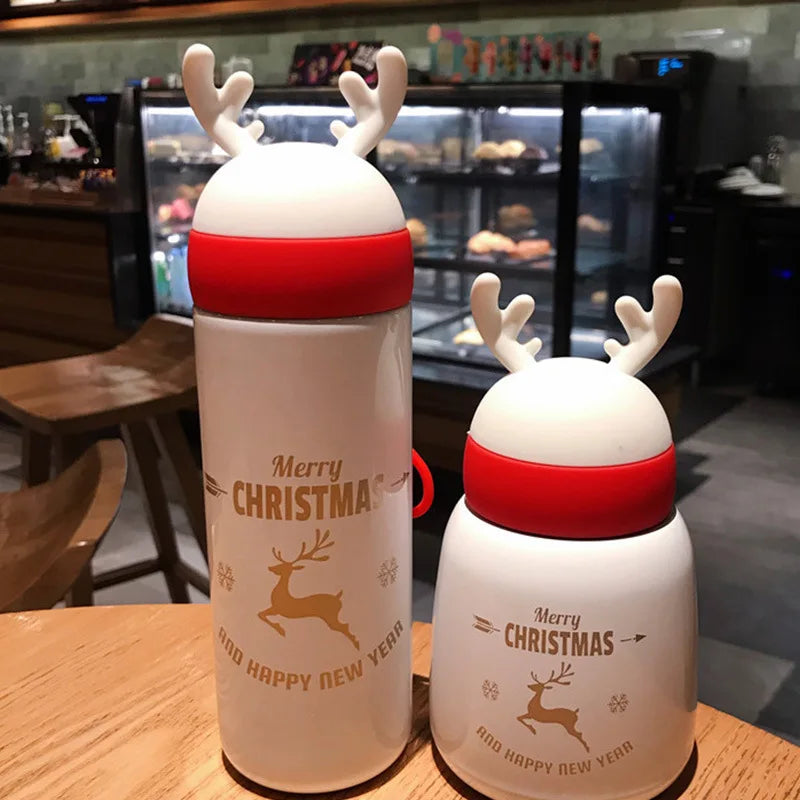 Christmas Personalized Antler Portable Outdoor Parent-child Water Qme WHITE High cup