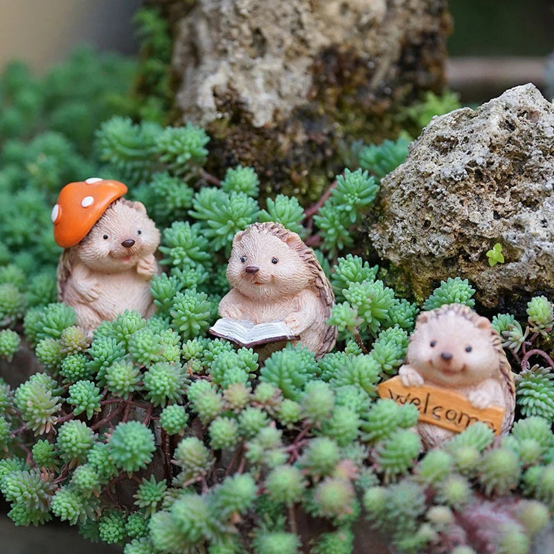 Mini Countryside Turtles Rabbits Hedgehog Statues Sculptures Yoga Qme