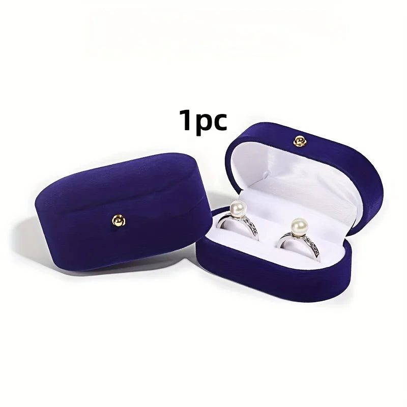 Double-ring earrings box, with a snap closure, a Valentine's Day gift storage and display packaging box Qme Blue
