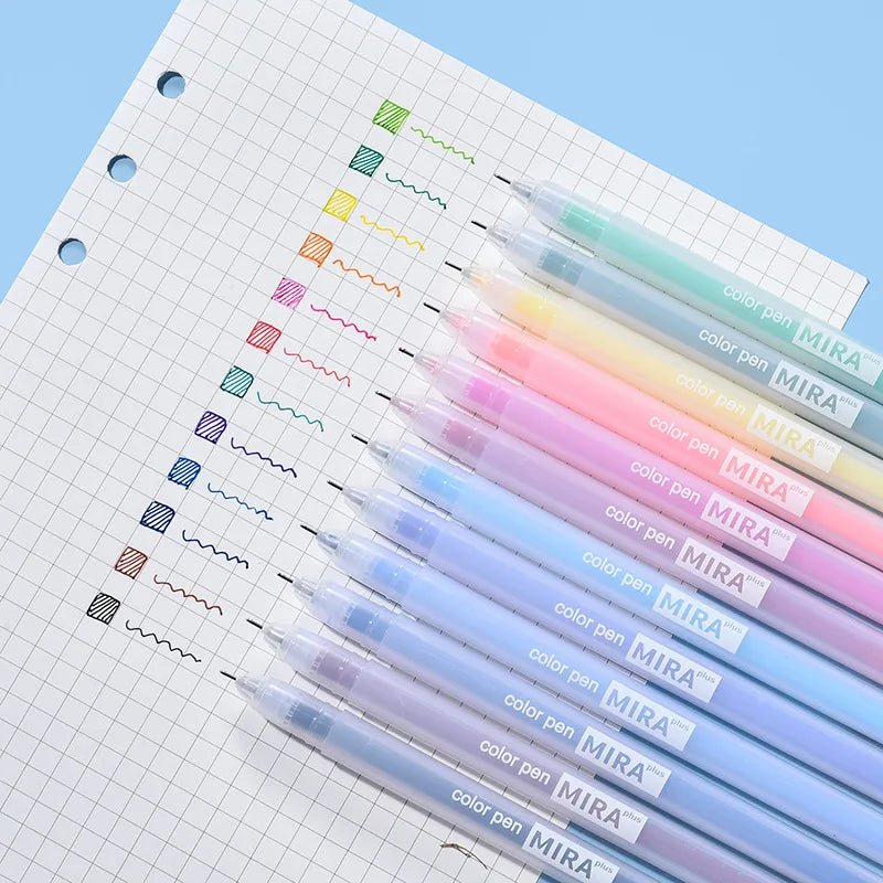 12-36 Pcs/Box Candy Color Gel Pen& Refill Set 0.5mm Kawaii for Multicolor Ballpoint Pen School Office Daily Writing Tools Qme