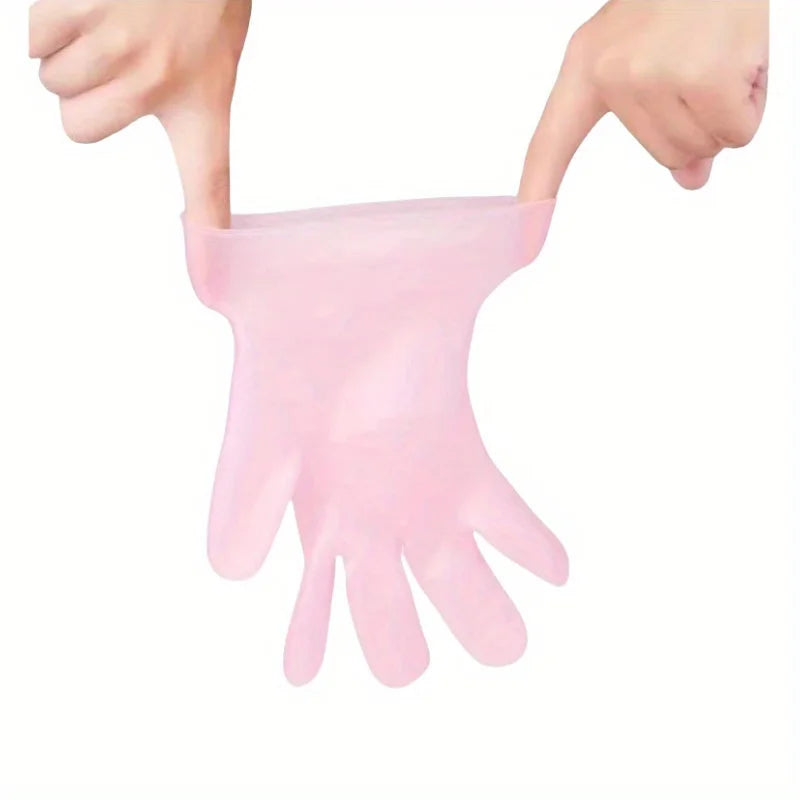 Reusable Silicone Moisturizing Gloves Socks Set Spa Gel Hand Foot Care Kit Washable for Dry Cracked Skin Repair Night Sleep Spa Qme
