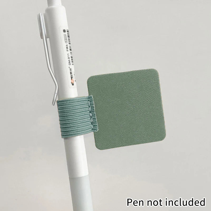 Pen Loops Pencil Holders Self-adhesive PU Leather Pad Stylus Books Qme Light green
