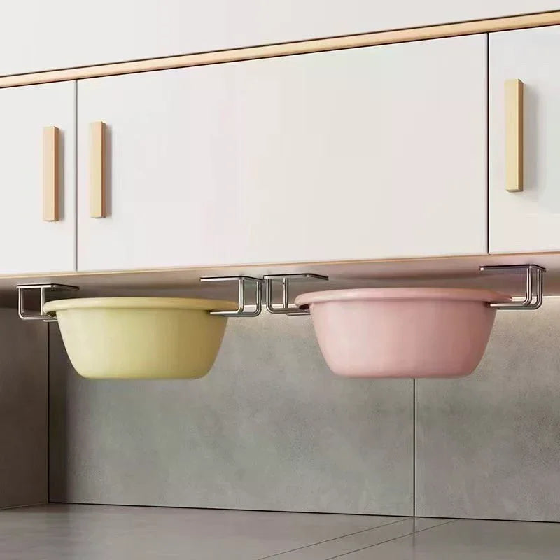 Stainless Steel Basin Hooks, No-drill Bathroom Basin Storage Rack, Suitable For Bathrooms, Homes, And Kitchens Qme
