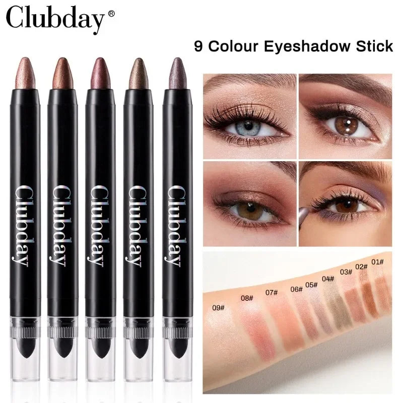 Double-sided Eyeshadow Stick Highlighter Brightening Pen with Pearlescent Glitter Matte Finish Shimmer Pigment Lasting EyeShadow Qme