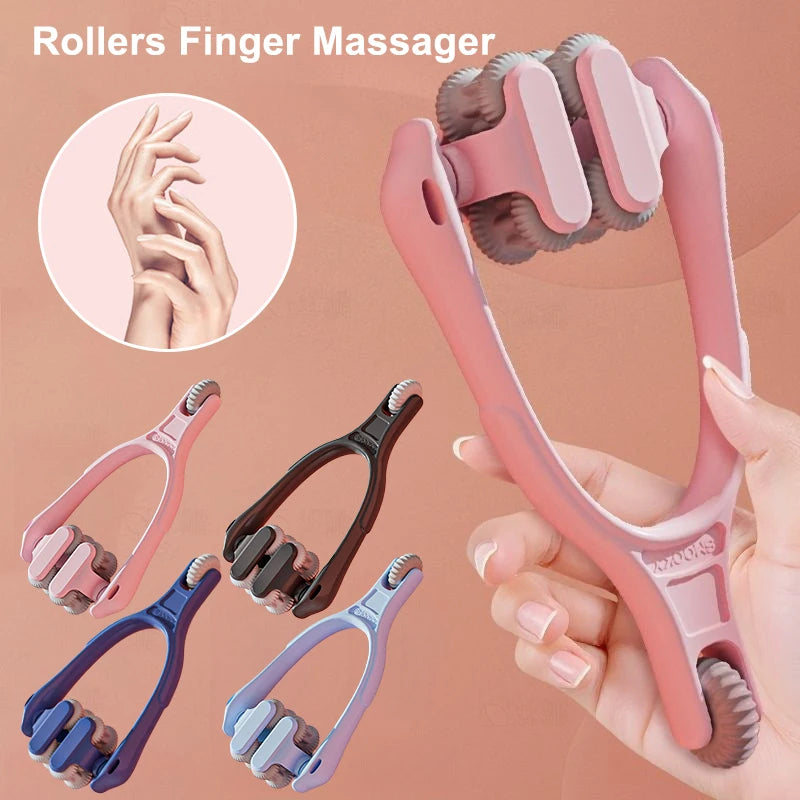 Portable Finger Joints Massager Elastic Handle Dual-row Roller Design Qme