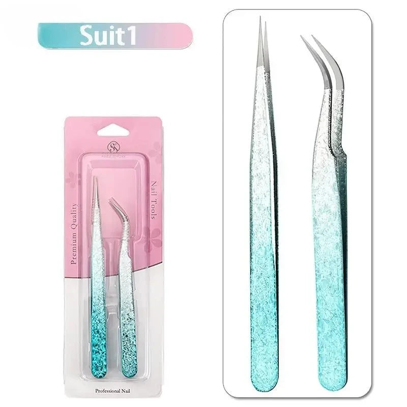 Eyelash Tweezers Ice Flower Anti-static 3D Accurate Eyebrow Grafting Qme