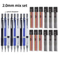 21 Pieces 2.0mm Mechanical Pencil Set, 9 Pcs Pencils 2.0mm Refills (Colored & Black), Suitable for Writing Drafts, Art Sketching Qme 21 Pcs Mix Set