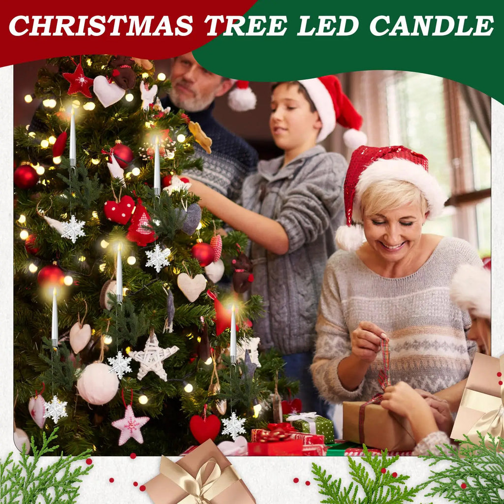 Candles Christmas Tree LED Flameless Holiday Decor 6 Decorations Qme