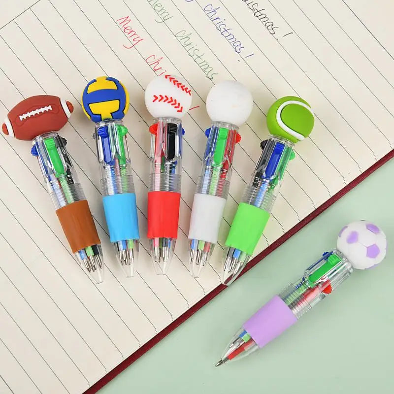 Football Basketball Four Ballpoint Pens Multicolor Ink School Office Qme