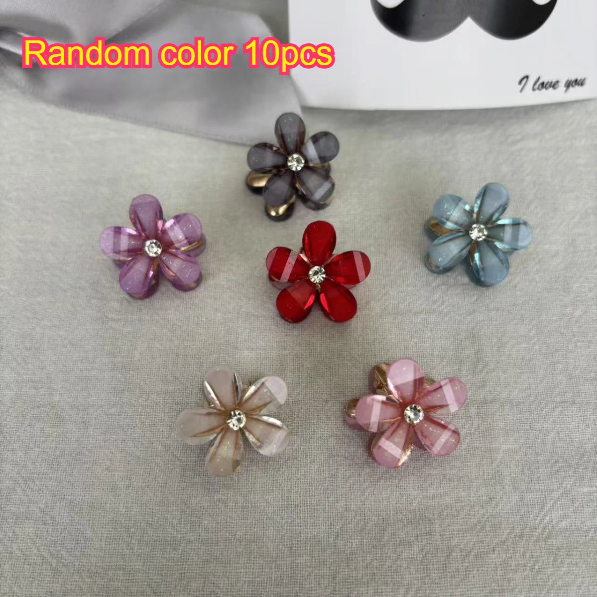 Mini alloy resin small flower small grab clip hair accessory small hair clip side clip bangs clip small hair clip Qme Random color 10pcs