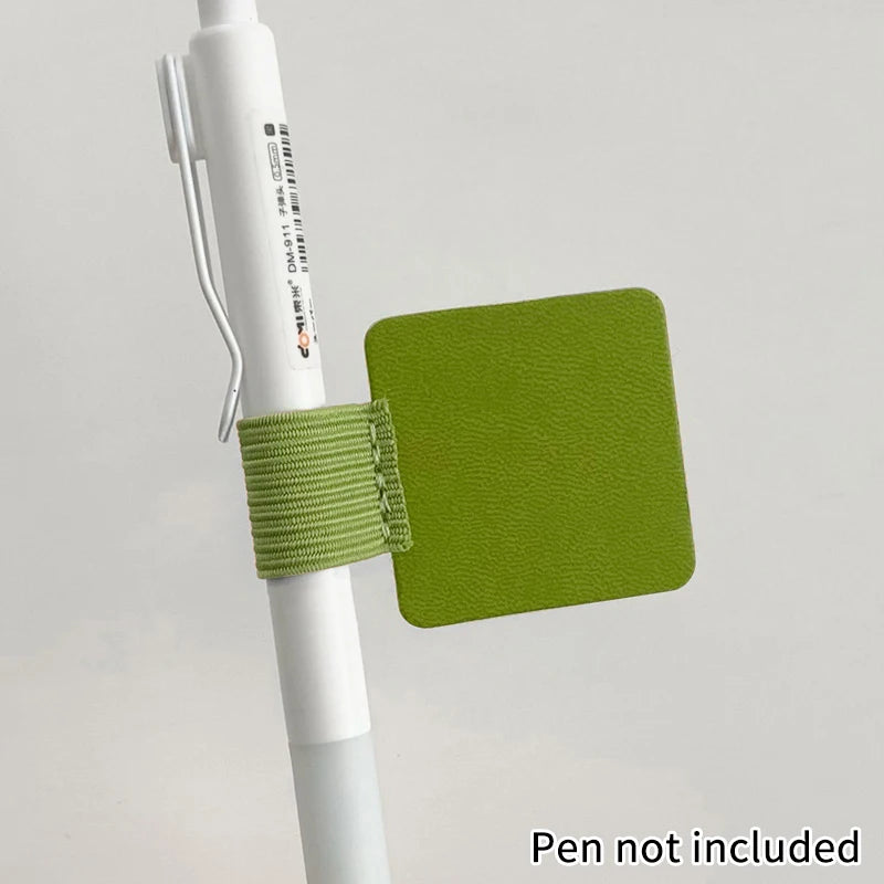 Pen Loops Pencil Holders Self-adhesive PU Leather Pad Stylus Books Qme Green