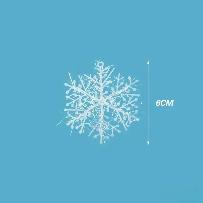 Christmas Plastic White Snowflakes Ornaments Xmas Tree Hanging Pendant Artificial Glitter Snow Flake Home DIY Wreath Decoration Qme 6cm Other 180pcs