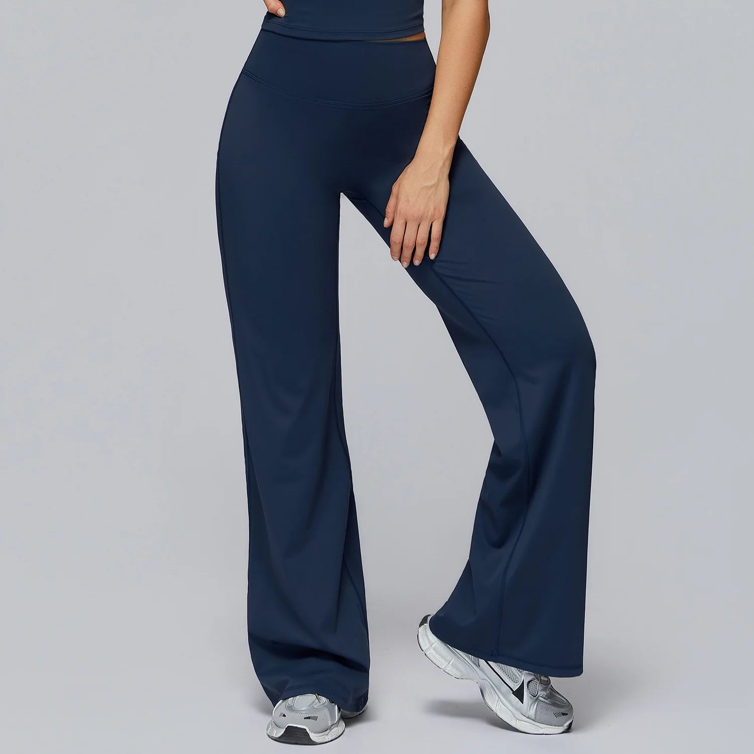 A New Autumn Winter High Waist Wide Leg Sports Pants, Naked Hip Lifting Loose Fitness Sweatpants For Outdoor Daily Leisure Qme badge blue S