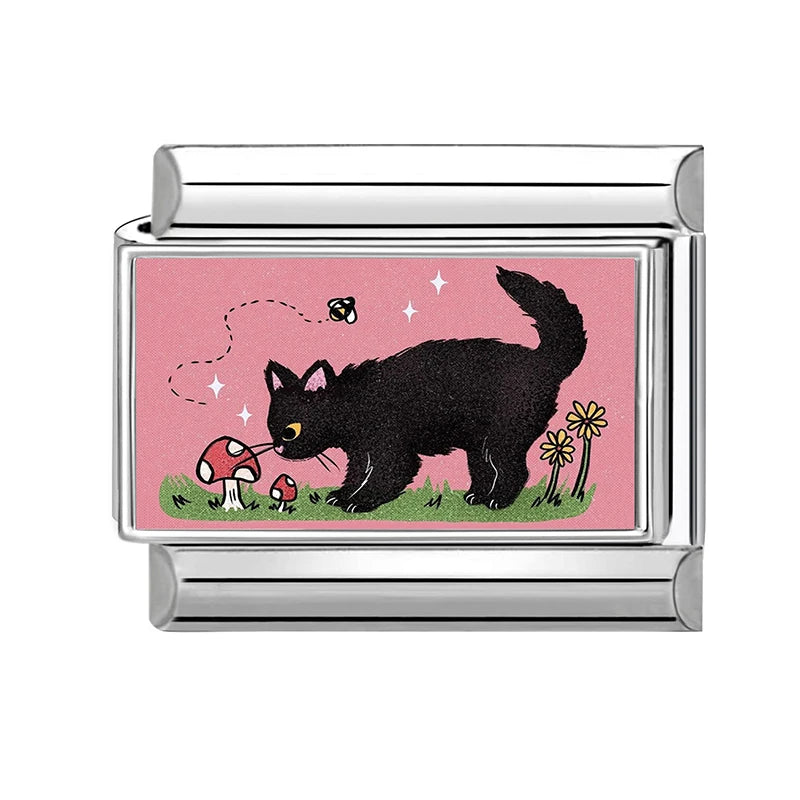 2026 Women's Kawai Big Eye Cat Raccoon Rabbits Hamster Italian Charm