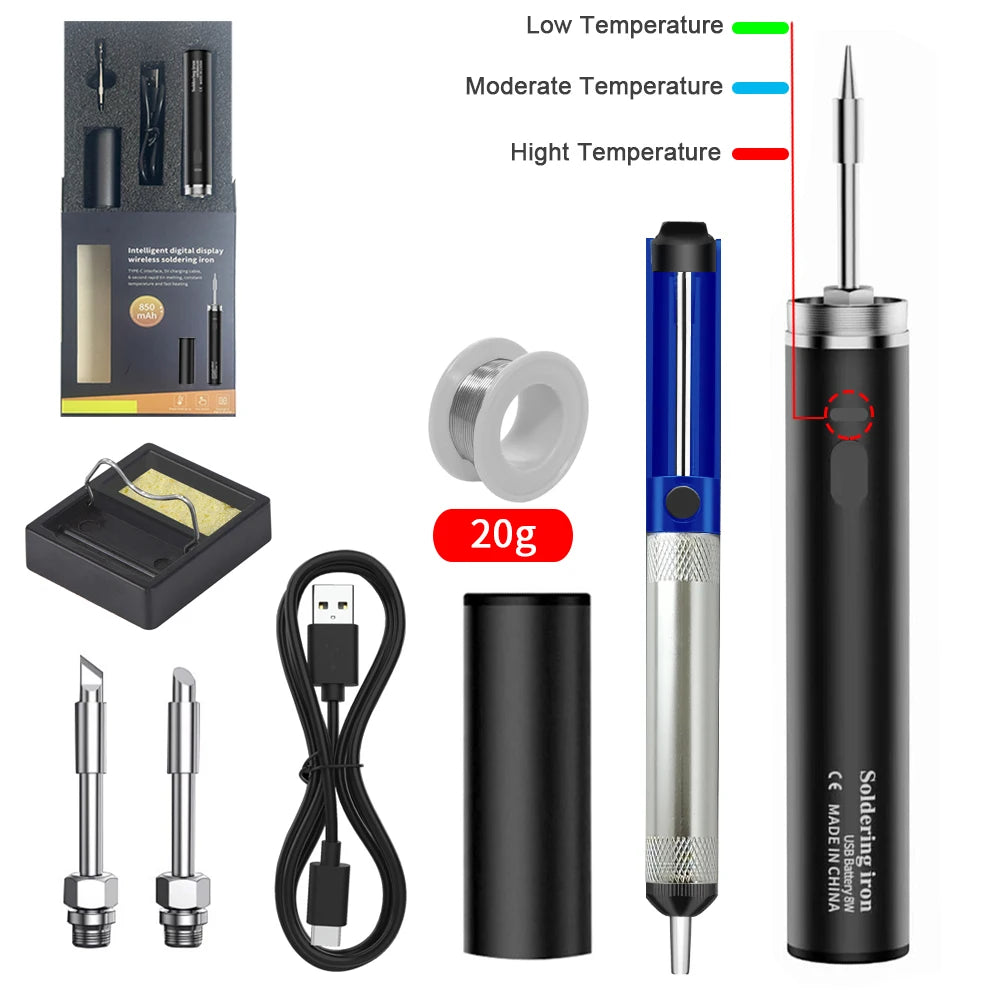 USB Soldering Iron 5V 8W Lithium Battery Portable Repair Welding Qme B510 SET2