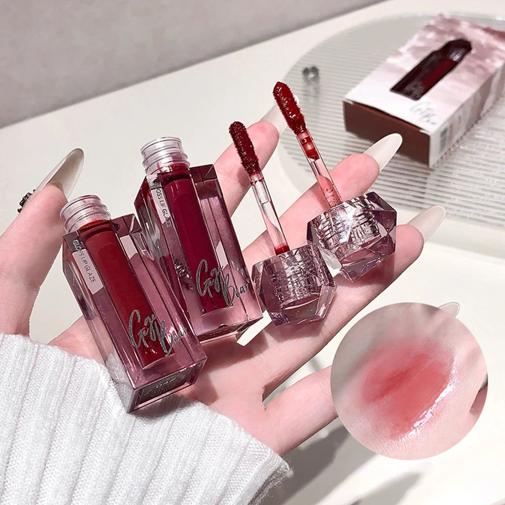 Gege Bear Mirror Lip Glaze Watery Shimmering Light Gloss Makeup 6 Qme