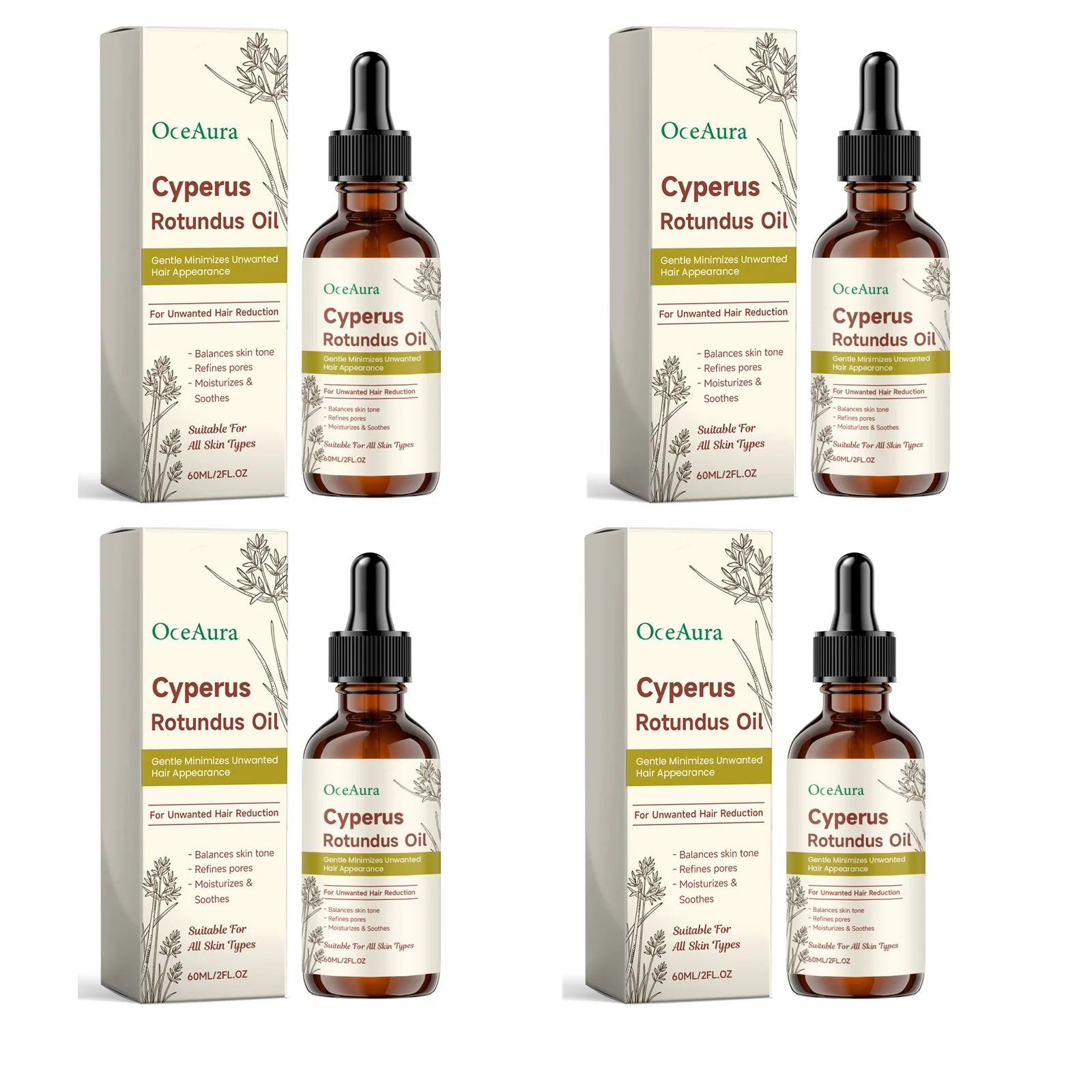 Hair Removal Essential Oil Hair Growth Inhibitor Painless Depilatory Relieve After Hair Removal Discomfort Smoothing Skin Care Qme 4 X 60ml Boxed