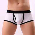 Sexy Mid Waist Breathable Pure Cotton Flat Corner Pants Solid U Convex Four Corner Underwear Briefs for Male Qme White L