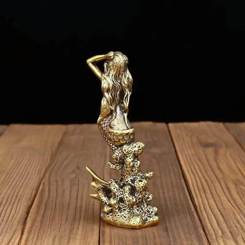 Home Decoration Girls' Rooms Surprise Mini Brass Mermaid Figurine Qme