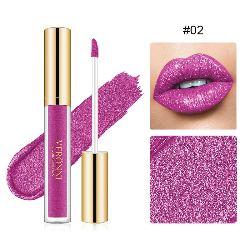 VERONNI Diamond Pearlescent Lip Gloss 10 Colors Non-stick Mermaid Qme 02