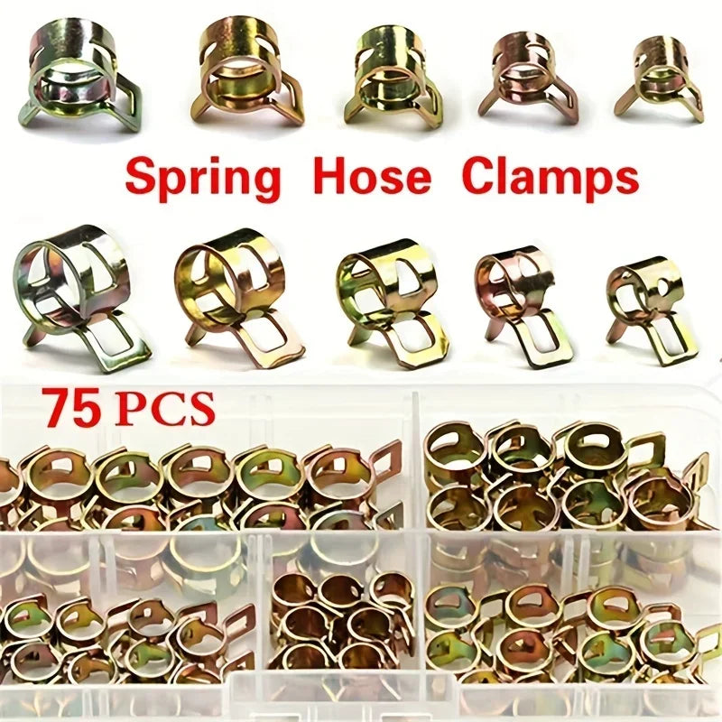 75pcs Color-Plated Zinc Hose Clamps - Secure Fitting for Acrylic, Filter Barrels, Hoses & Water Outlet Pipes Qme Default Title