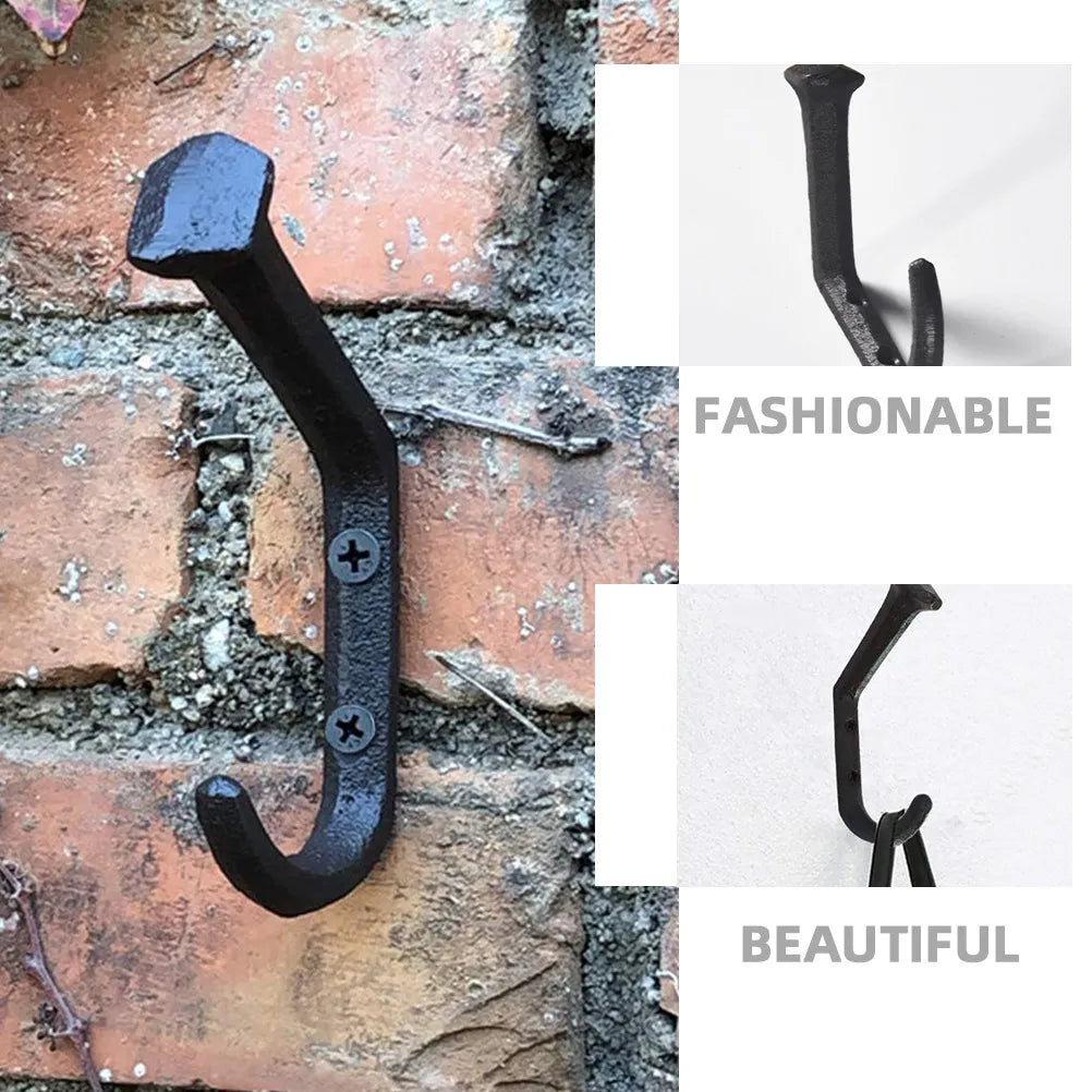5Pcs Iron Coat Hooks Vintage Style Wall Mount Clothes Hangers Rustic Decorative Wall Hooks for Home Storage Organizer Qme