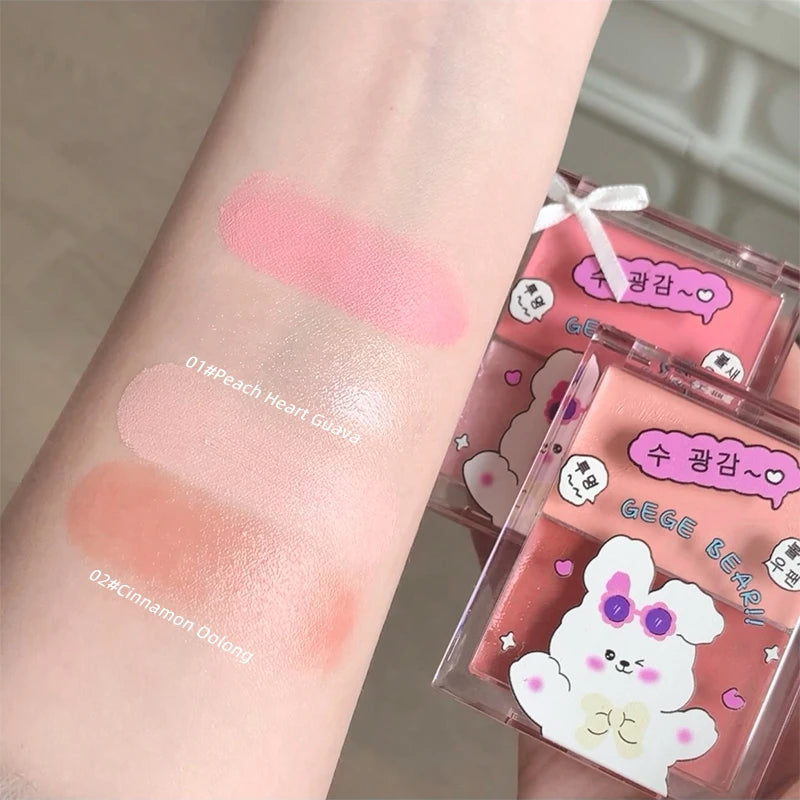 Gege Bear Watery Two-color Blush Palette Moisturizing Expandable Qme