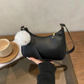 1Pcs Trendy And Simple Solid Color New Small Square Bag High Quality Fashion Single Shoulder Armpit Bag With Hairball Qme size1 B