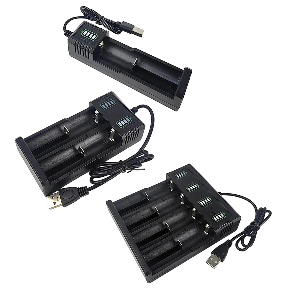 1Slot / 2Slot / 4Slot 18650-Lithium Battery Charger USB Smart Battery Charger Shell For 21700 14500 18500 26650 Lithium Battery Qme