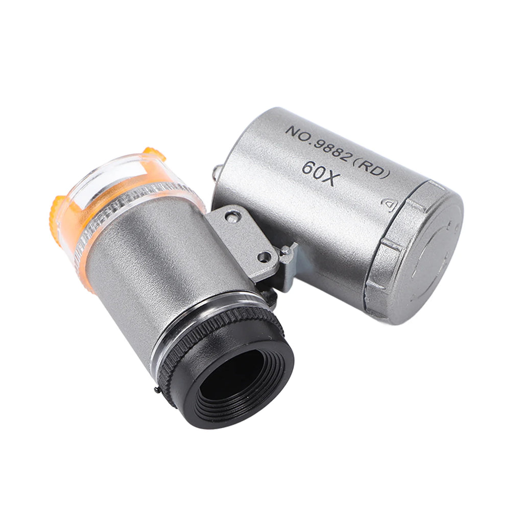 Mini Microscope 2 LED Lights 60X Magnification Widely Used ABS Acrylic Microscope for Antique for Jewelry for Currency Qme
