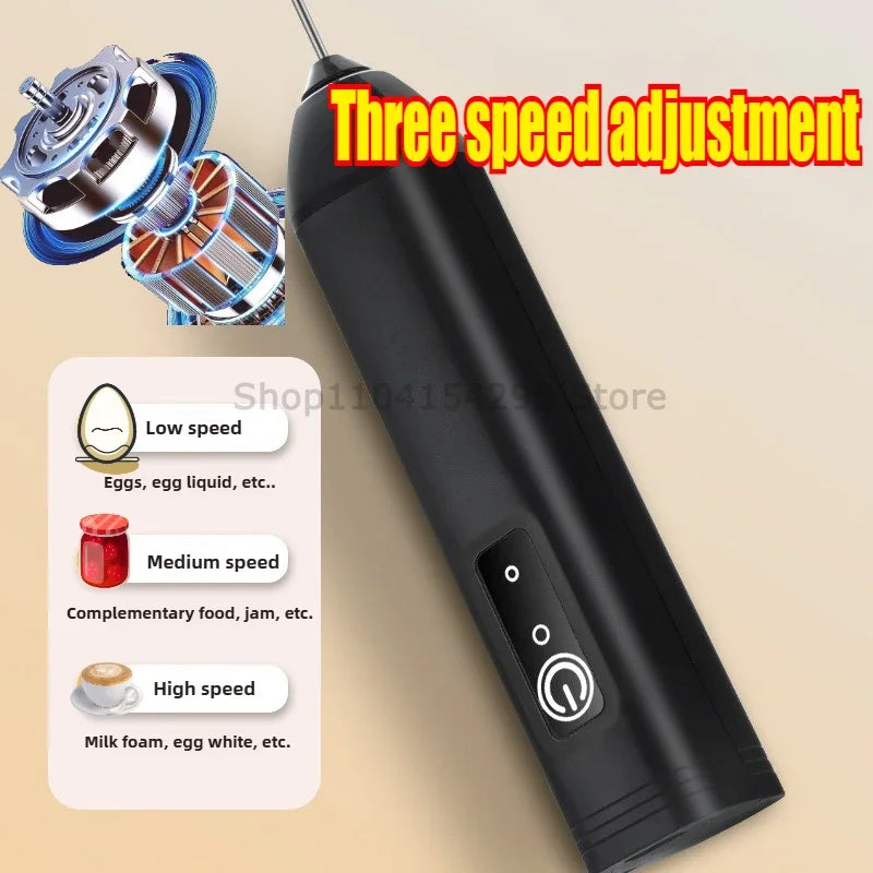 Wireless Milk Frother Electric Type-C Handheld Blender Stainless Steel Mini Coffee Maker Whisk Mixer for Coffee Cappuccino Cream Qme