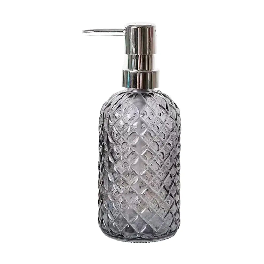 Glass Soap Dispenser Rust Proof Stainless Steel Pump Gem Patterned Qme E