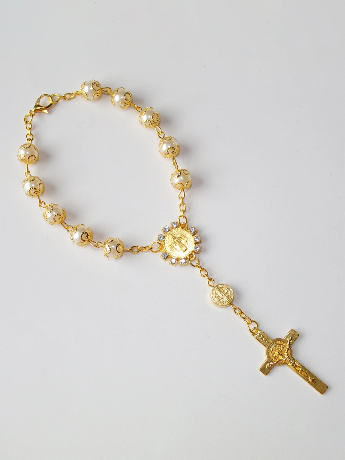 1 Steering Wheel Bead Pendant Car Accessories Unique Fashionable Qme Pearl Cross