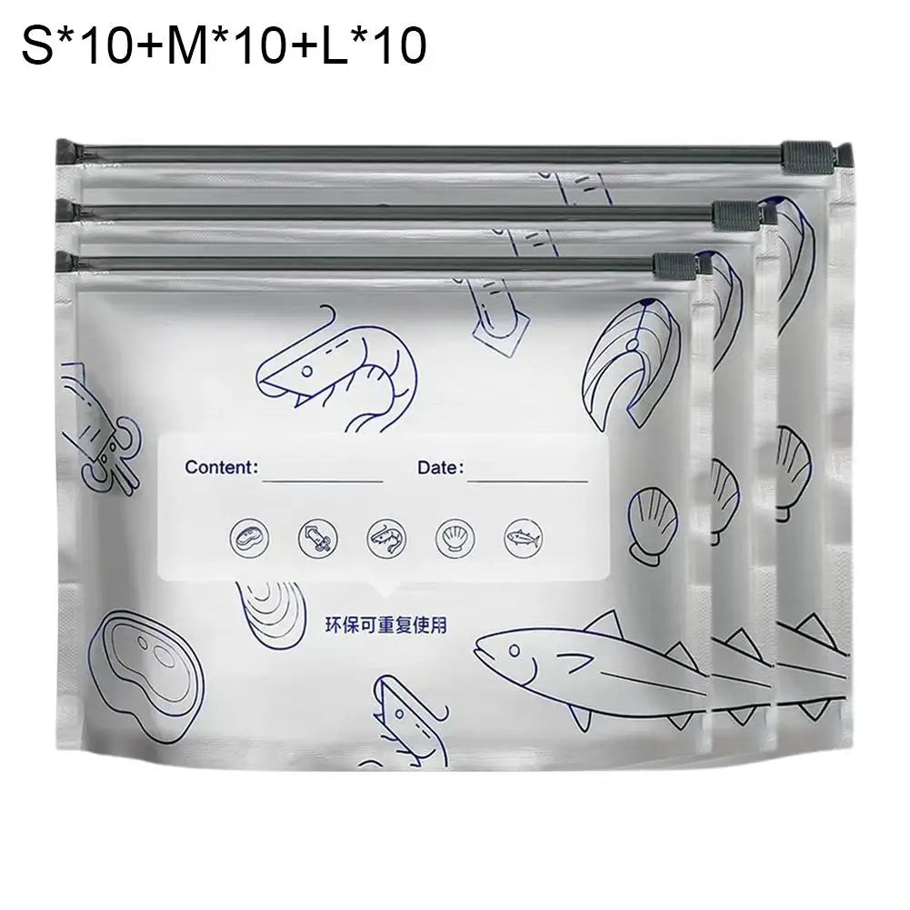 Reusable Aluminum Foil Sealable Storage Bags Vegetable Fruit Meat Qme 1 set