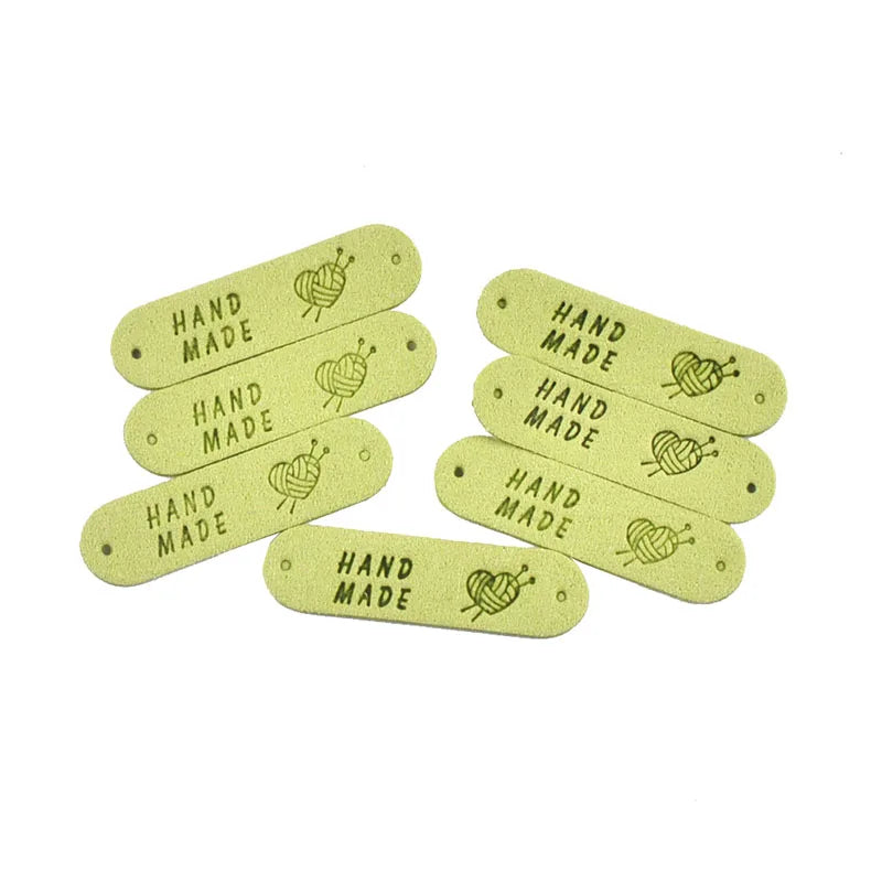 20Pcs 4.5x1.2cm 15Colors Mixed Leather Embossed Labels Sewing Accessories 2holes Garment Tag Handmade DIY Clothes Material c4017 Qme 1-20Pcs