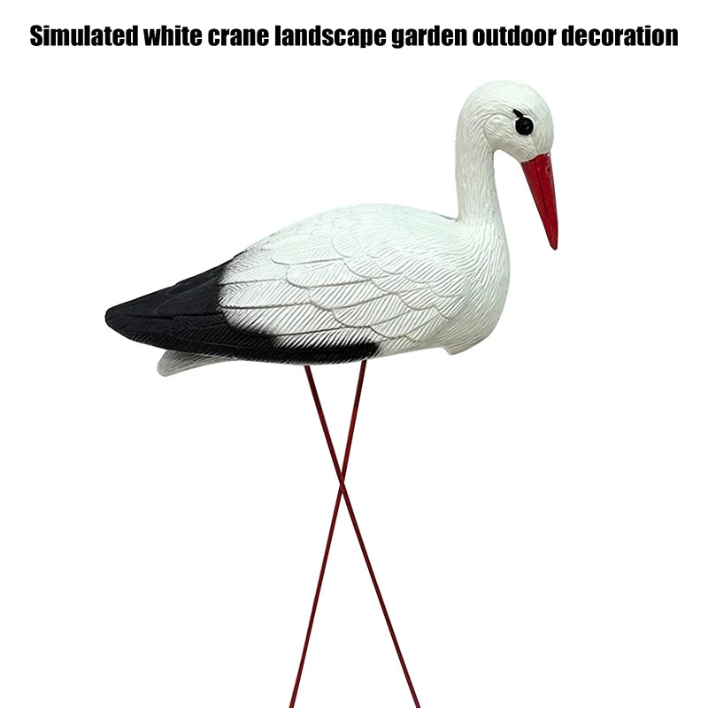 Outdoor Garden Decoration Creative Lifelike Animal Model White Crane Qme