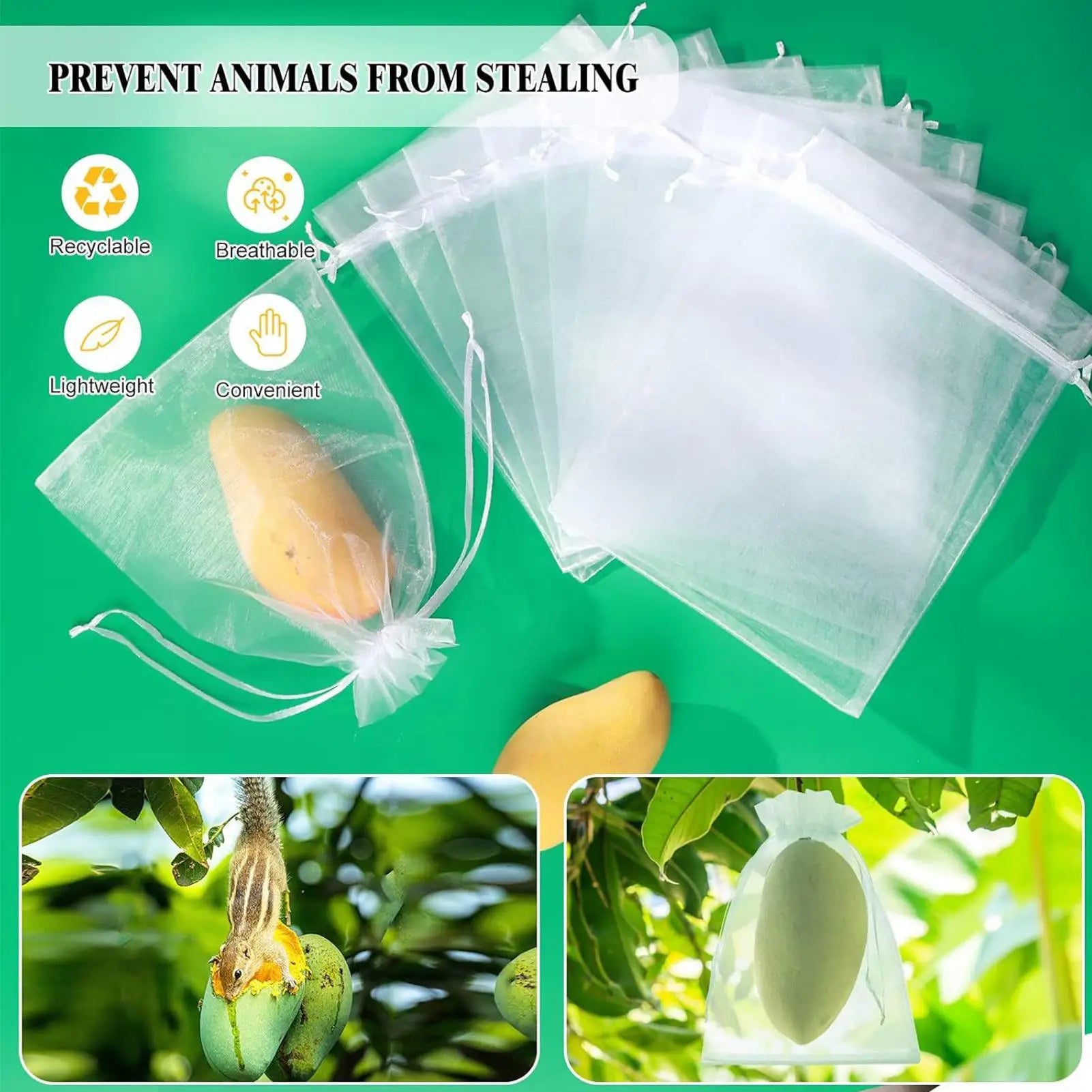Fruit Protection Bags Reusable Protectors Netting Barrier 100 Pieces Fruit Trees Netting Bags For Grapes Tomato Strawberry Qme