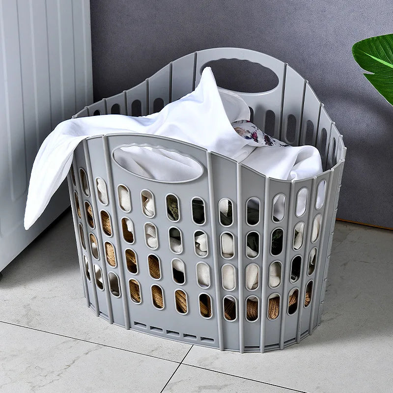 B 1pc Foldable Laundry Hamper, High Capacity & Portable, Durable Fabric, Space Saver, Collapsible Basket, Bathroom Organizer Qme